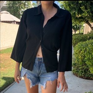 Black Button Down - Vintage/Sheer